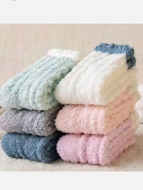 Other - 6 Pairs Women Coral Fleece Splice Color Socks